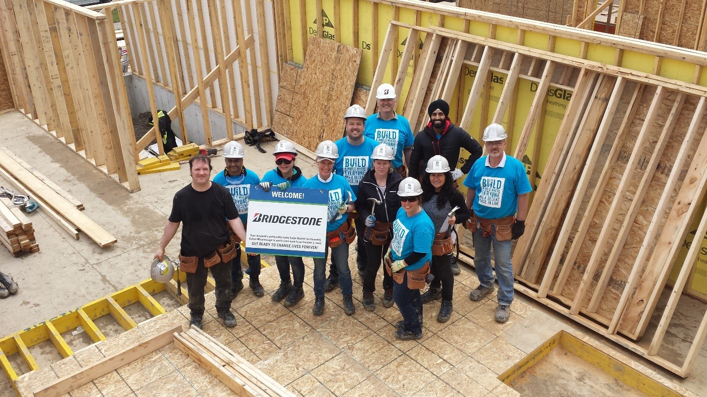 Bridgestone Americas teammates in Canada volunteering with habitat for humanity